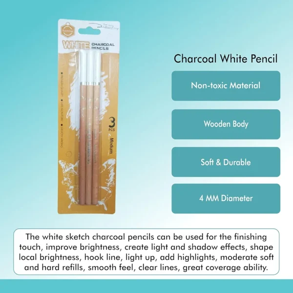 White charcoal pencil keep smiling 3pcs set - Image 8