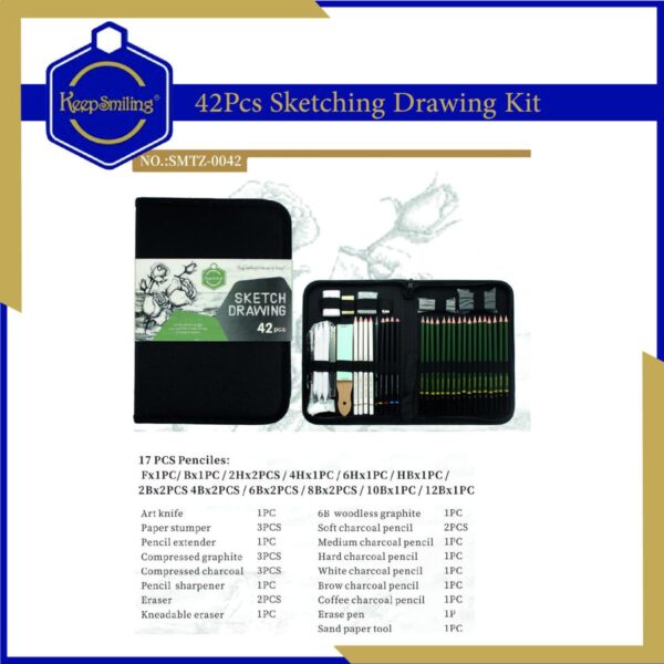 Keep smiling sketch drawing set 42pcs