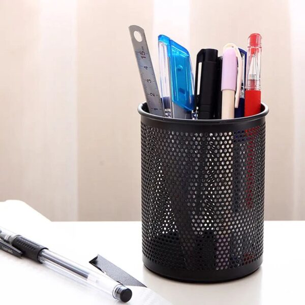 Metal mesh pen holder organizer