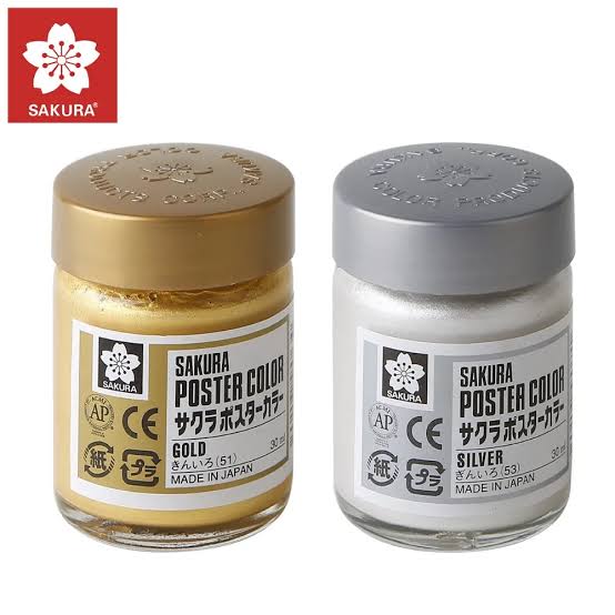 Sakura golden and silver poster paint 30ml