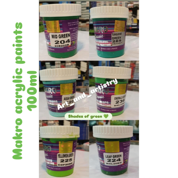 Makro acrylic shades of green 100ml paint bottle