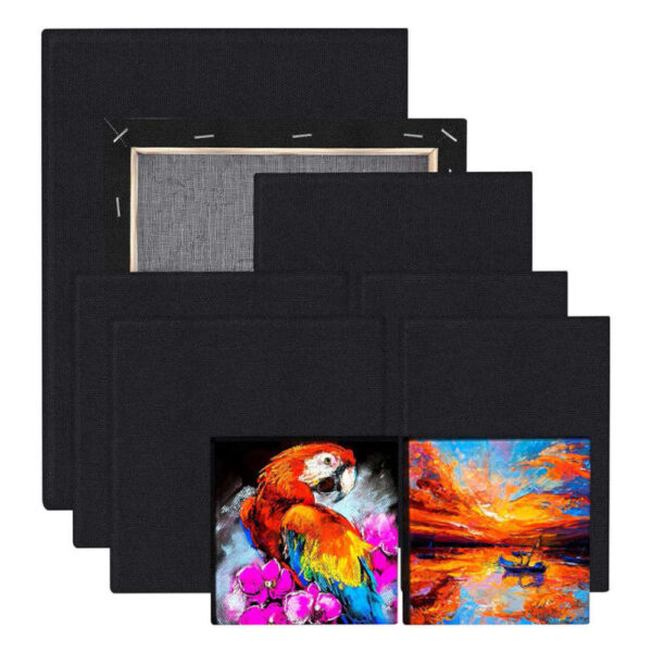 Pack of 5 black canvases deal 4" 6" 8" 10" & 12" inches  - double AA canvases - 100% cotton - Image 3