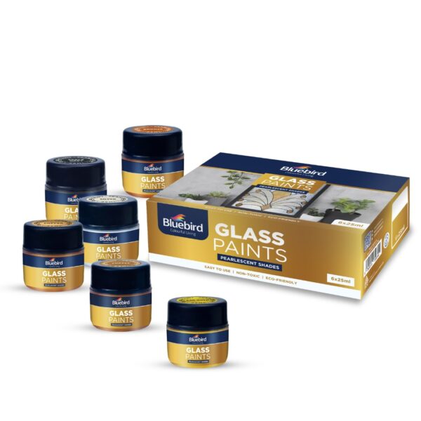 Bluebird Glass paint -25ml - set of 6 pearlescent