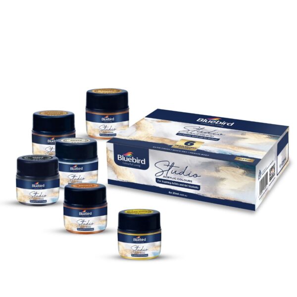 Bluebird studio acrylic colors - 25ml - set of 6 shades pearlescent colors