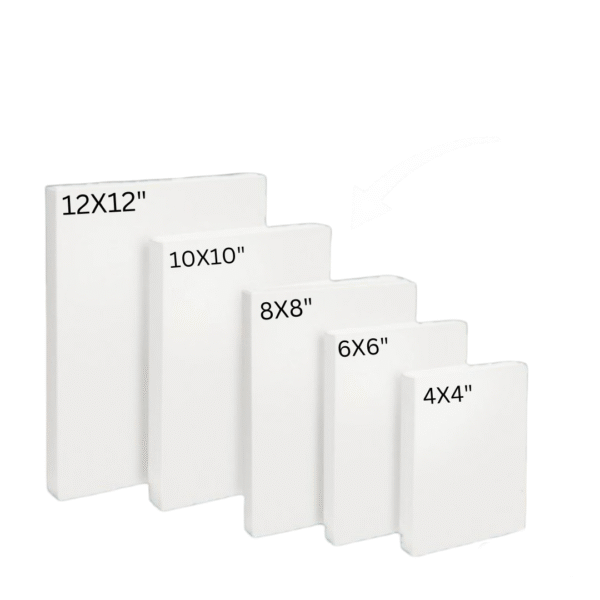 Pack of 5 white canvas deal 4" , 6" , 8" , 10" & 12" - double AA canvases - 100% cotton cloth - Image 2
