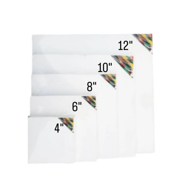 Pack of 5 white canvas deal 4" , 6" , 8" , 10" & 12" - double AA canvases - 100% cotton cloth