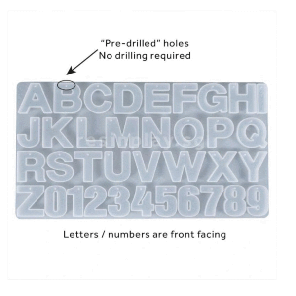 Alphabet mold pre-drilled holes - resin art
