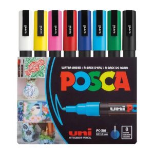 Posca uni markers - water based - 8pcs set